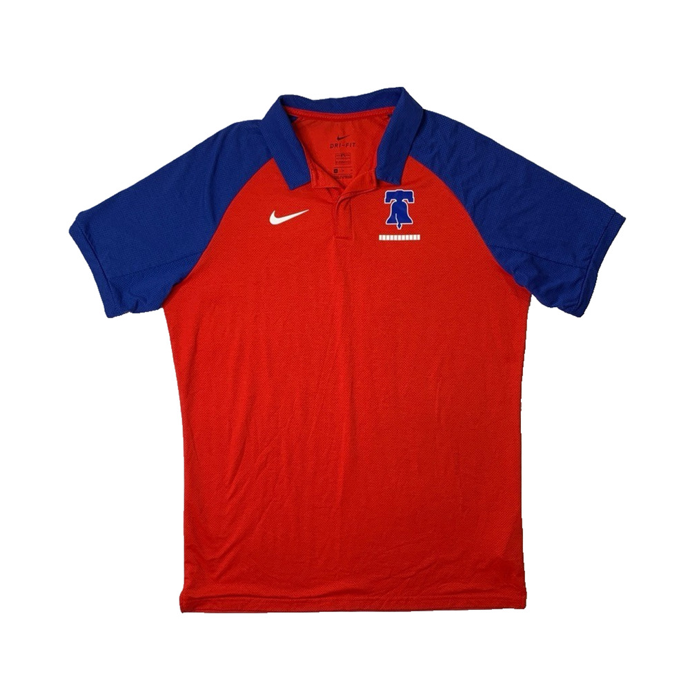 Philadelphia Phillies Polo Shirt Mens M Medium Red Surf Dri Fit Retro Bell Nike